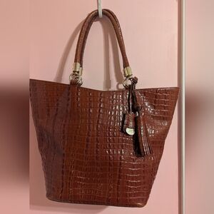 Brahmin Brown Croc-Embossed Tote